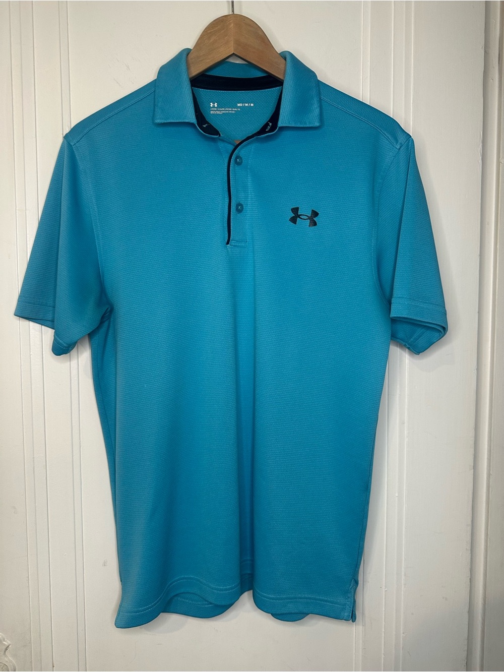 Under Armour Men’s Teal Polo with Black Accents Loose Fit